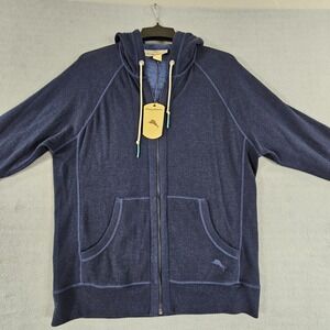 Tommy Bahama Sweater Jacket Men Large Blue NWT Reversable Hooded